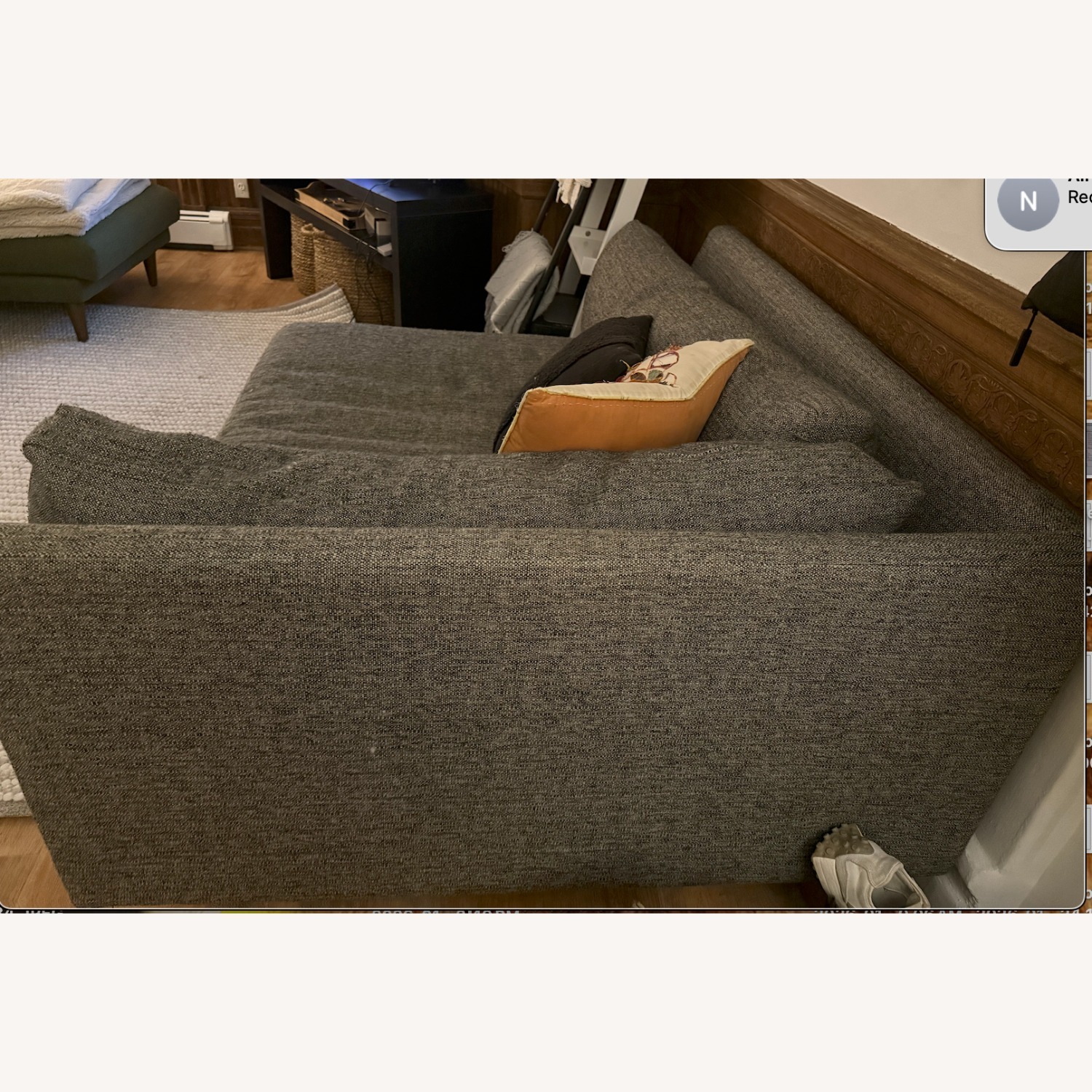 CB2 Decker Light Gray Fabric Chaise Lounge - image-3