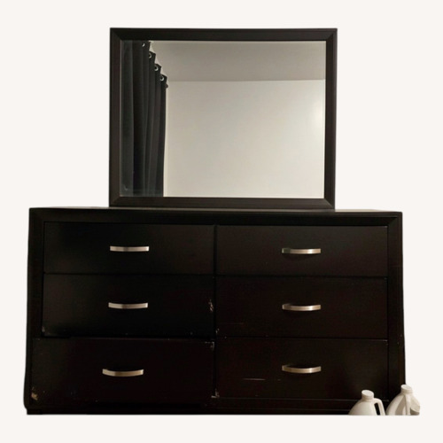 Used Bob's Discount Furniture Dark Brown Wood Dresser for sale on AptDeco