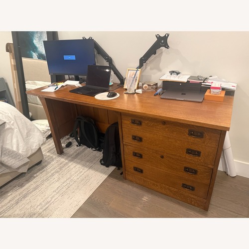 Used Stickley Oak Desk with Drawers for sale on AptDeco