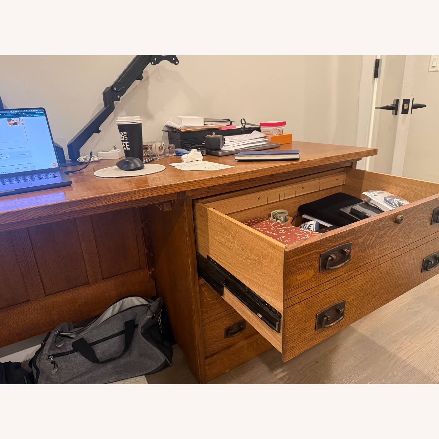 Stickley Oak Desk with Drawers - image-3