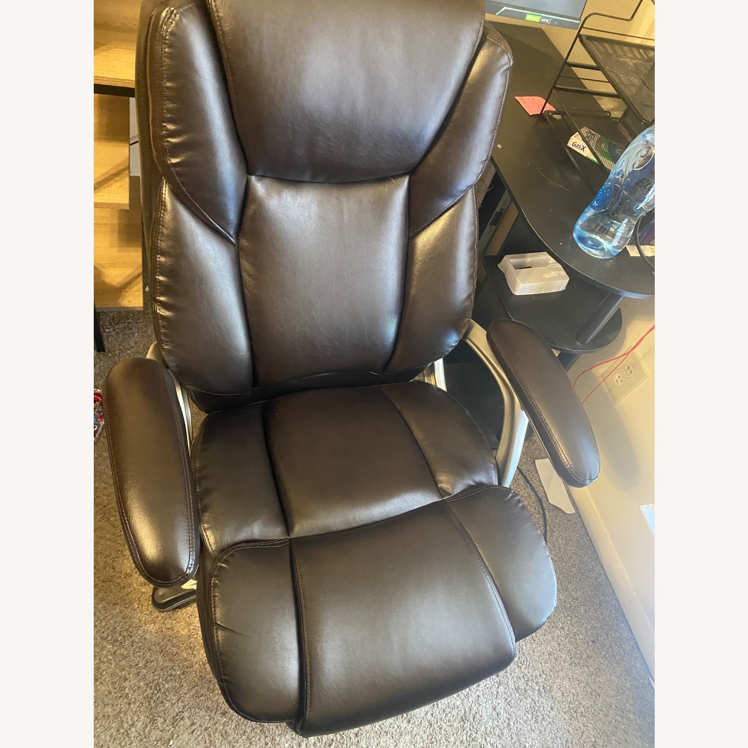 Dark Brown Leather Office Chairs - image-1