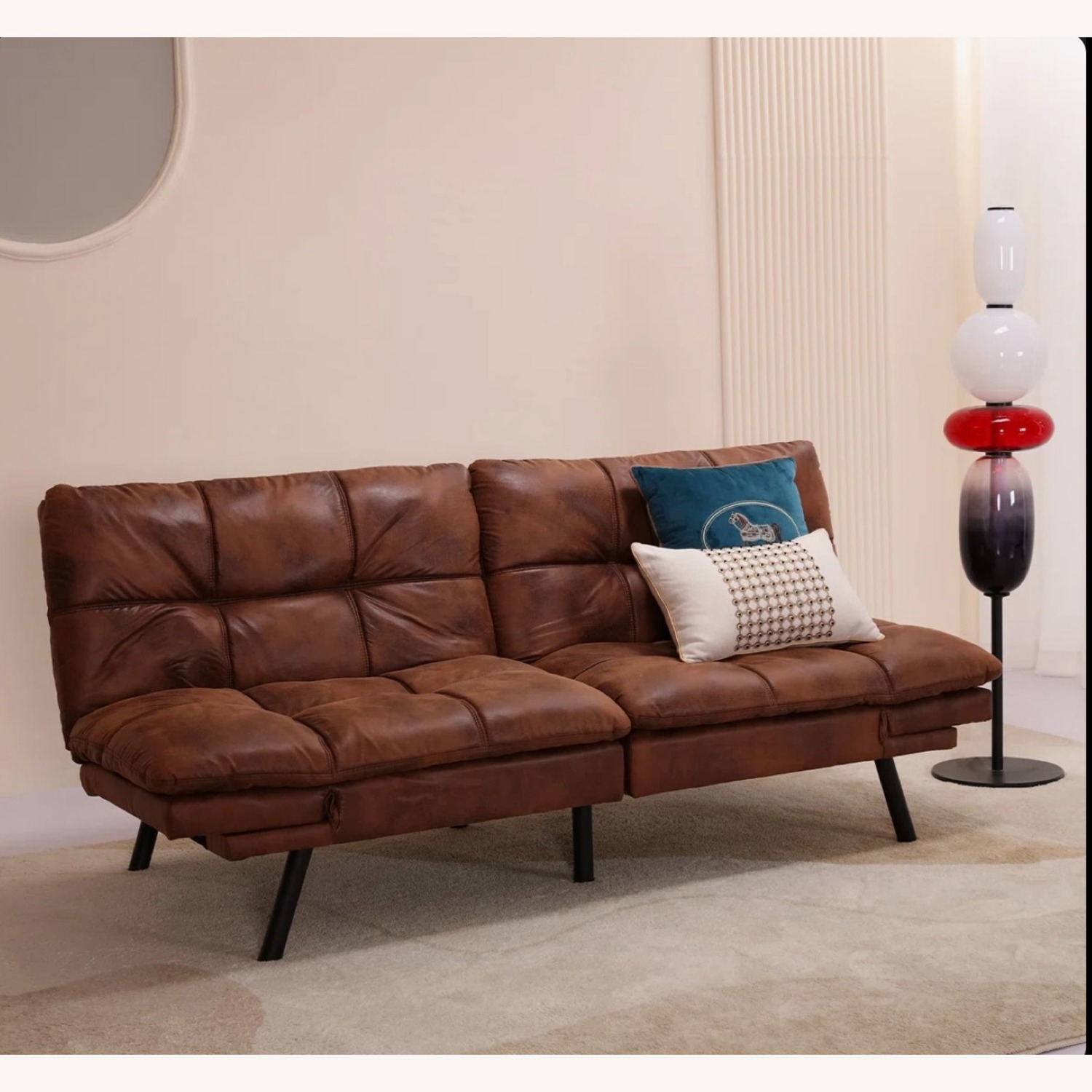Wayfair Dark Brown Leather Sleeper Sofa - image-2