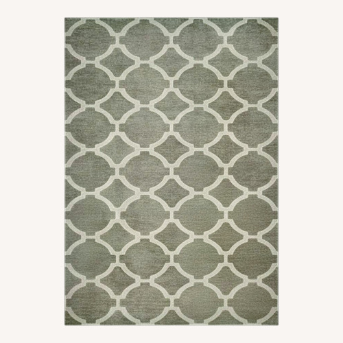 Used IKEA HILLESTED Light Gray Fabric Area Rug 5'7" x 7'10" for sale on AptDeco