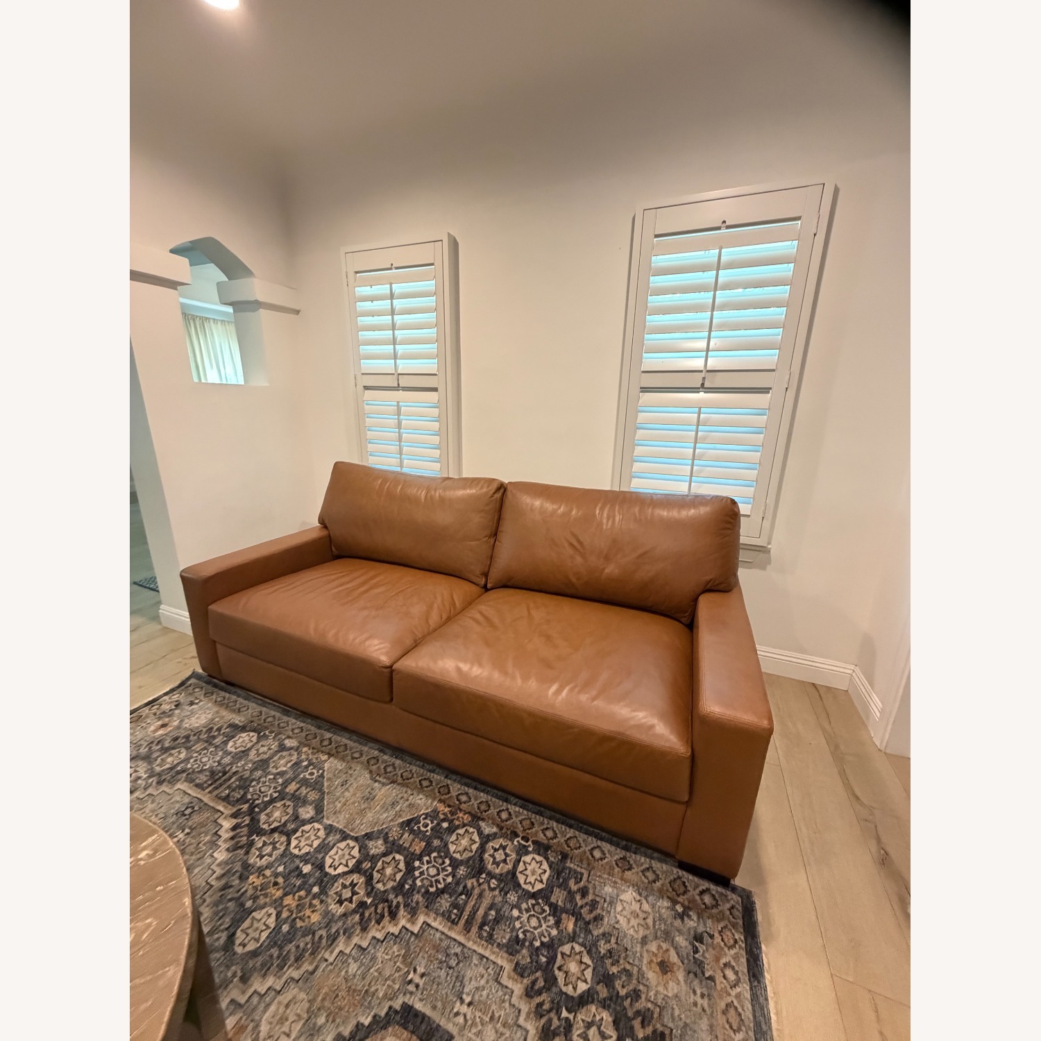 Pottery Barn Turner Square Arm Leather Sofa - image-1