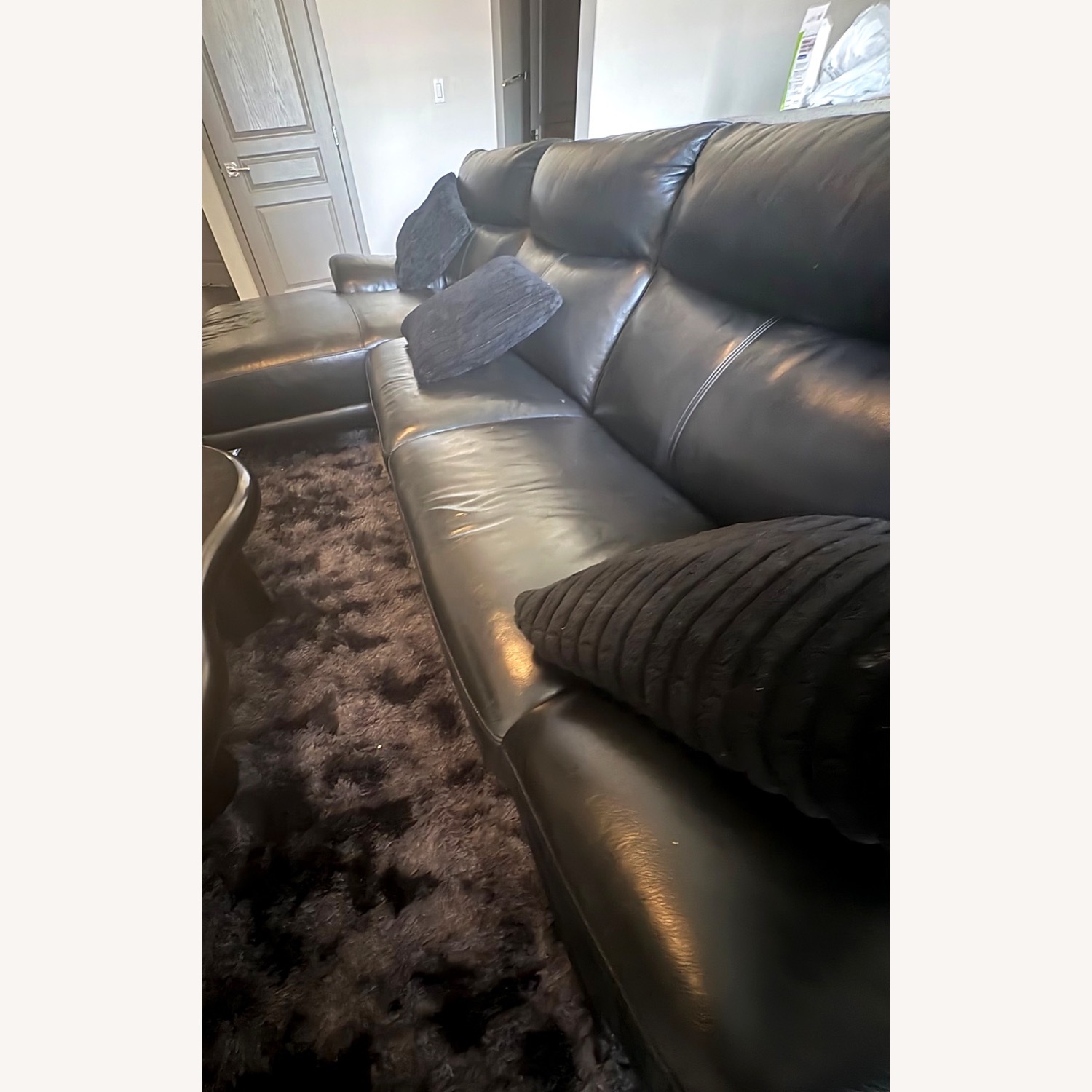 Black Leather 2 Piece Sectional - image-3