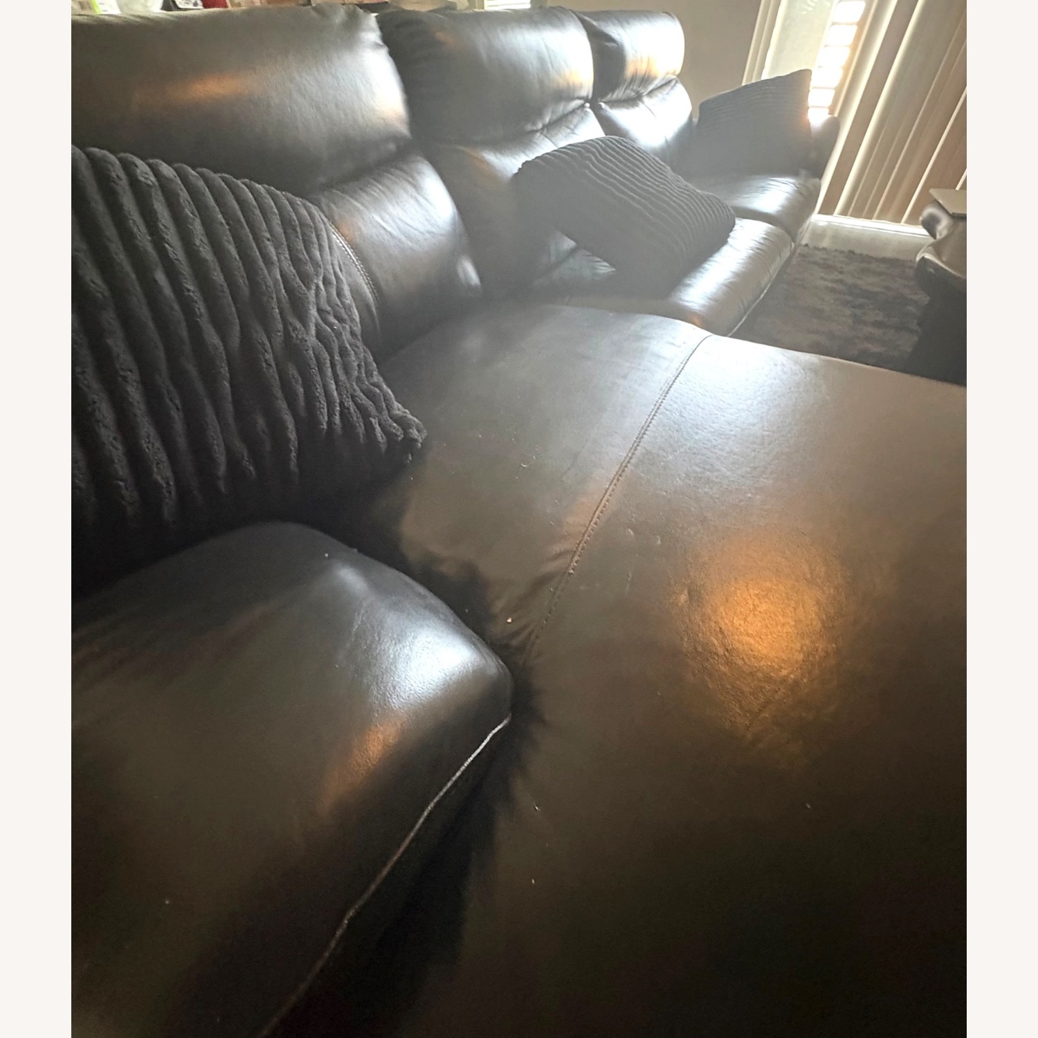 Black Leather 2 Piece Sectional - image-2