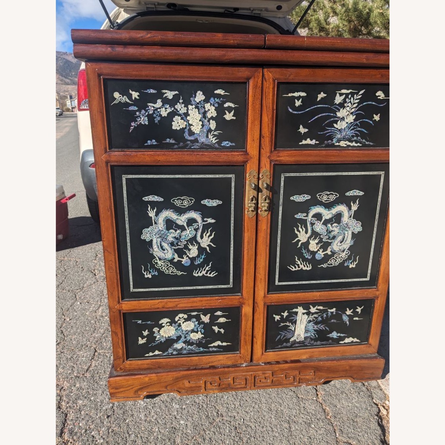 Vintage/Antique Dark Brown Wood Bar Cart - image-1