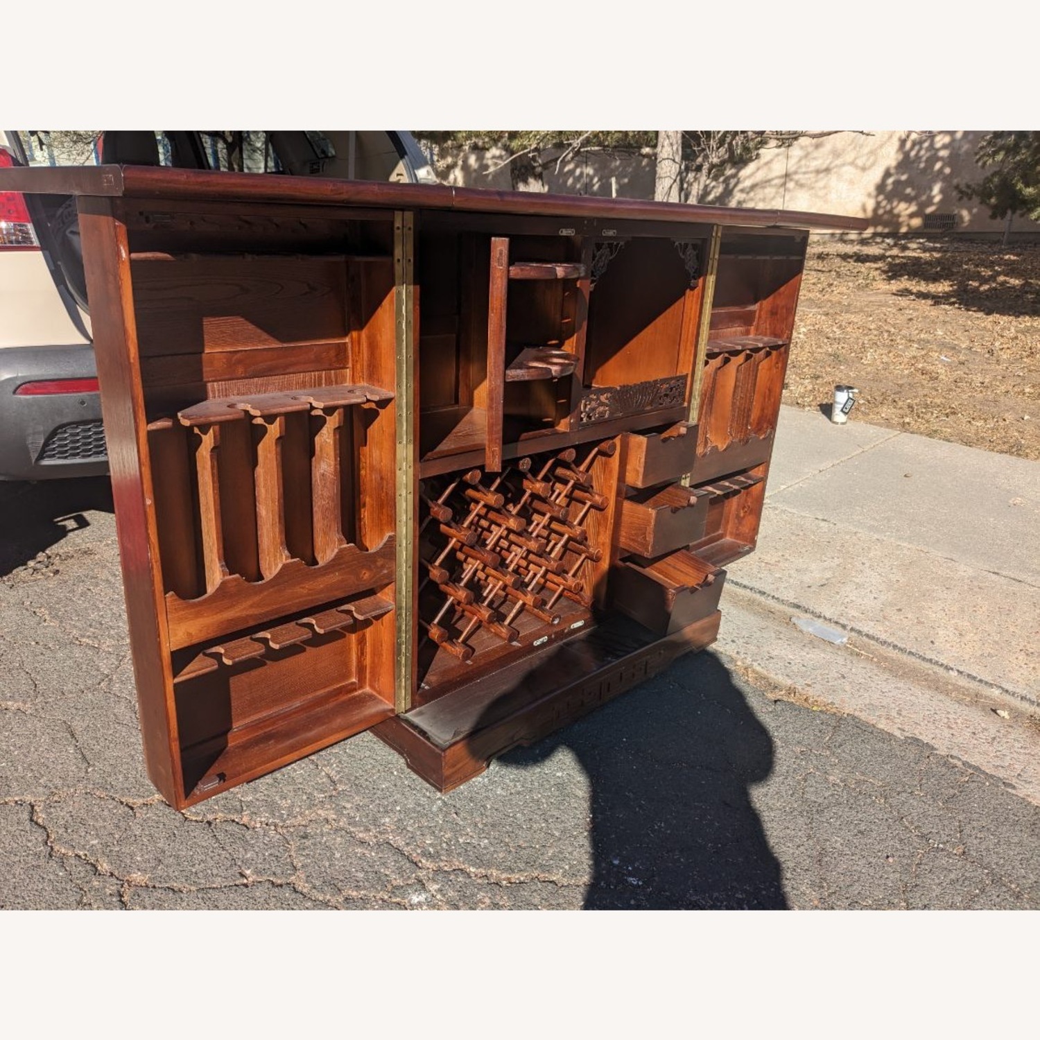 Vintage/Antique Dark Brown Wood Bar Cart - image-2