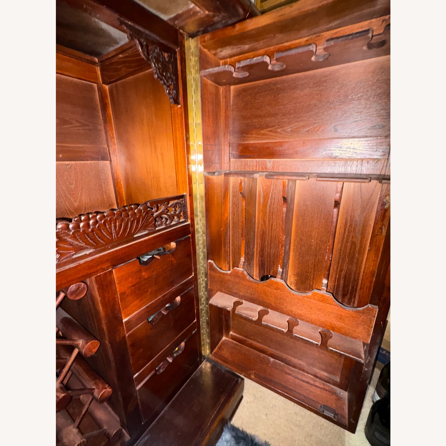 Vintage/Antique Dark Brown Wood Bar Cart - image-9