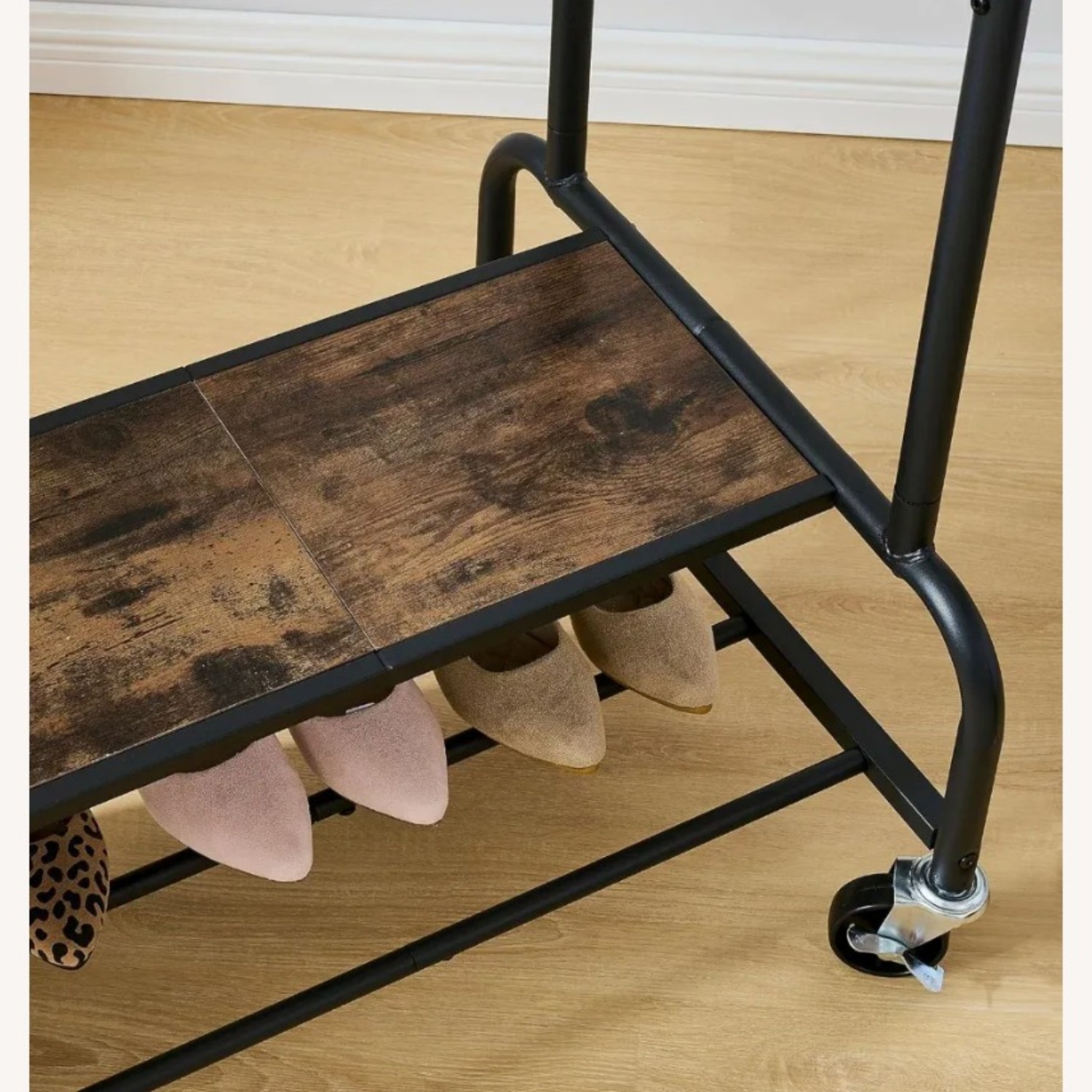 Tajsoon Industrial Style Garment Rack with Shelves - image-5