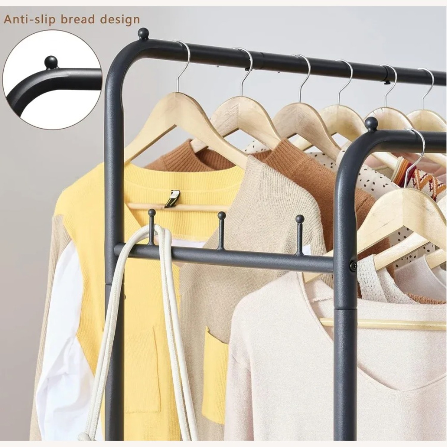 Tajsoon Industrial Style Garment Rack with Shelves - image-2