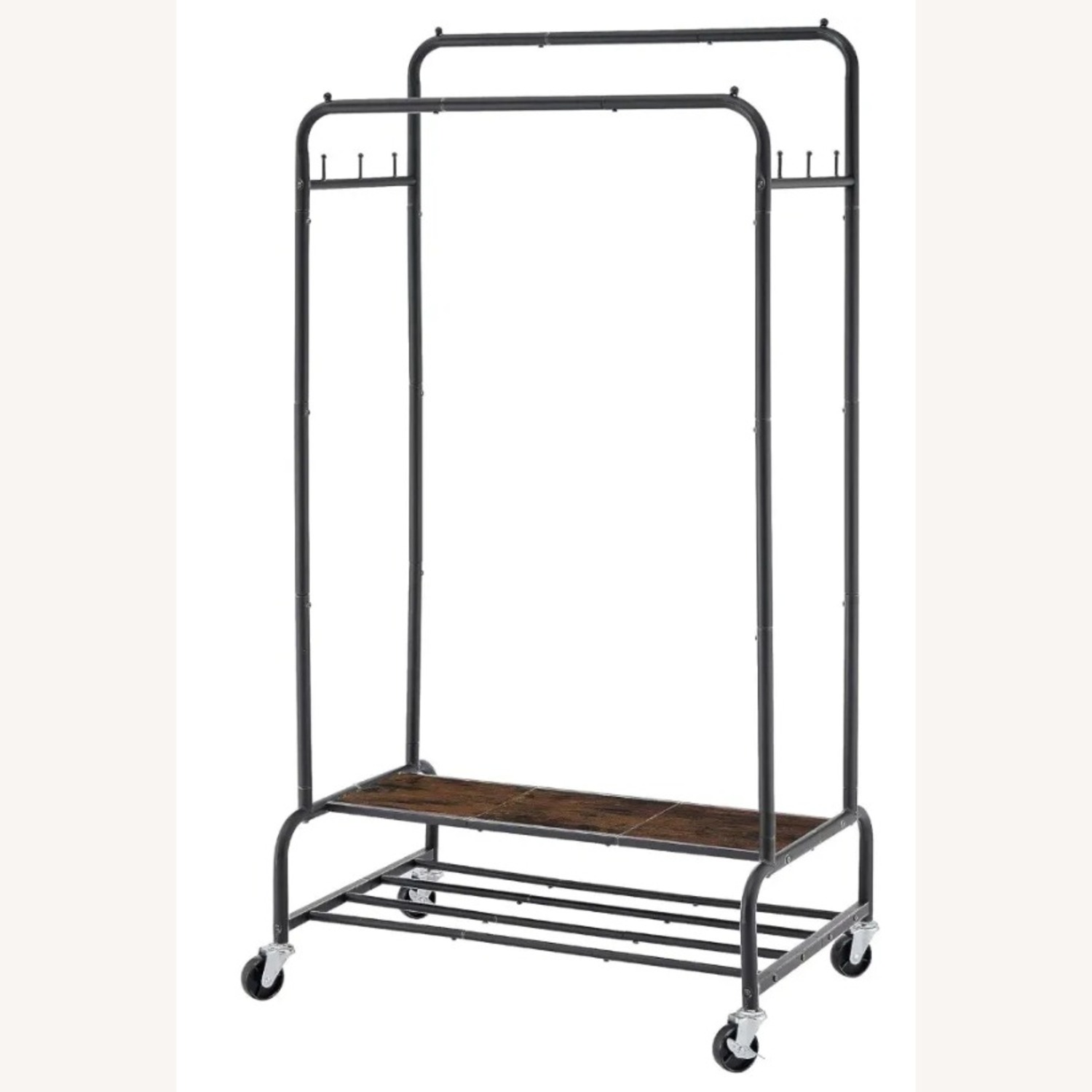 Tajsoon Industrial Style Garment Rack with Shelves - image-3