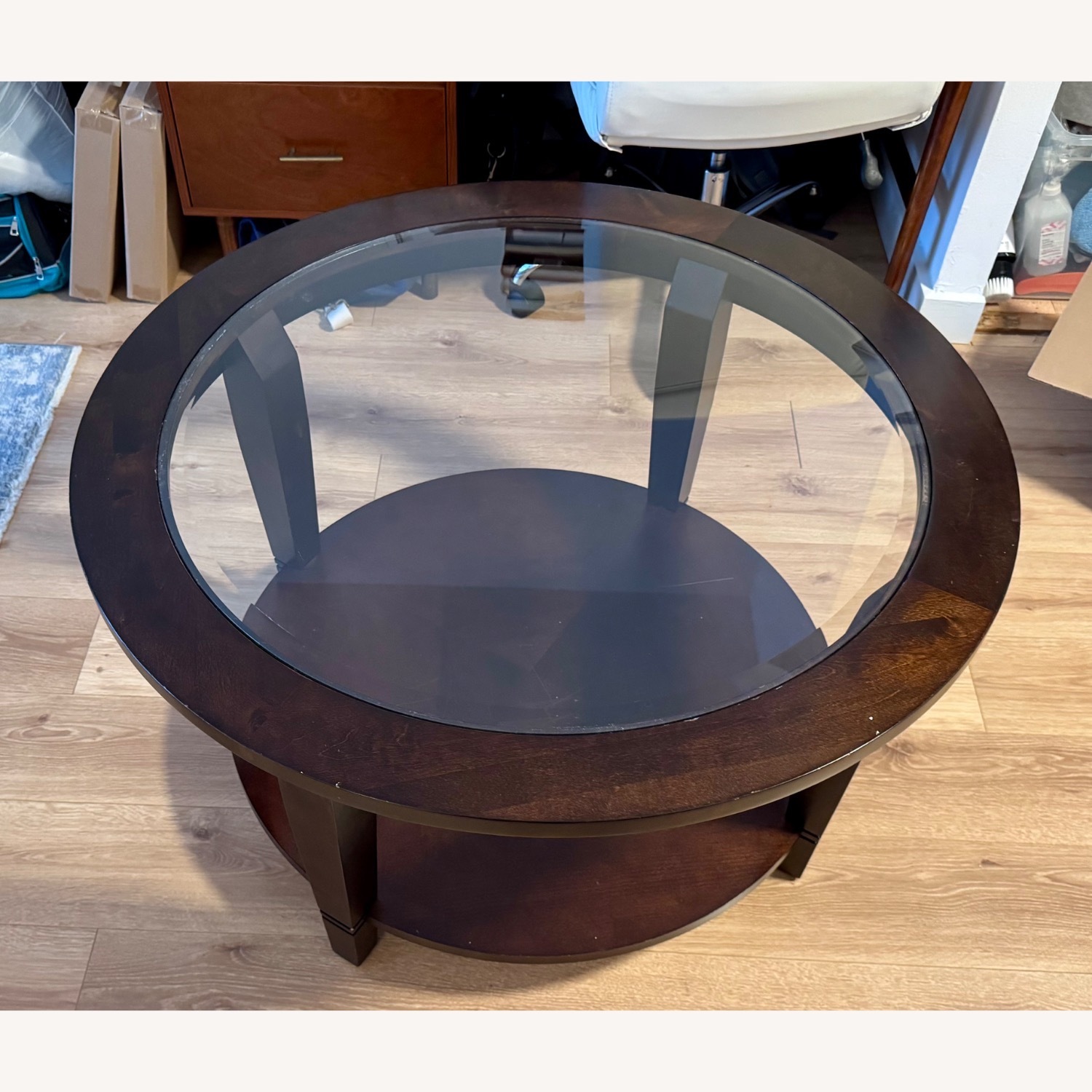 Bassett Dark Brown Glass Coffee Table - image-2