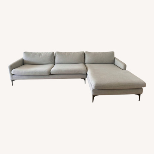 Used Birch Lane Light Gray Fabric 2 Piece Sectional for sale on AptDeco
