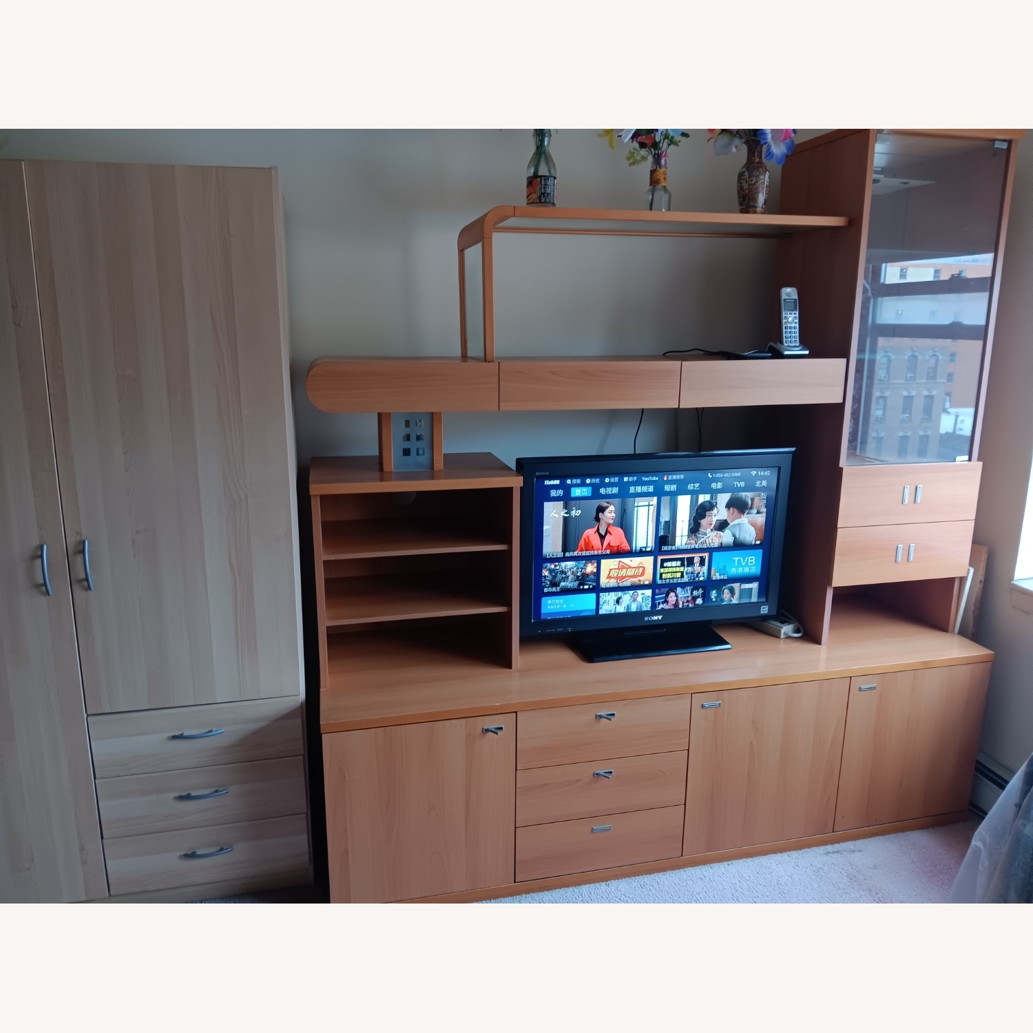 Light Brown Wood TV Cabinet - image-1