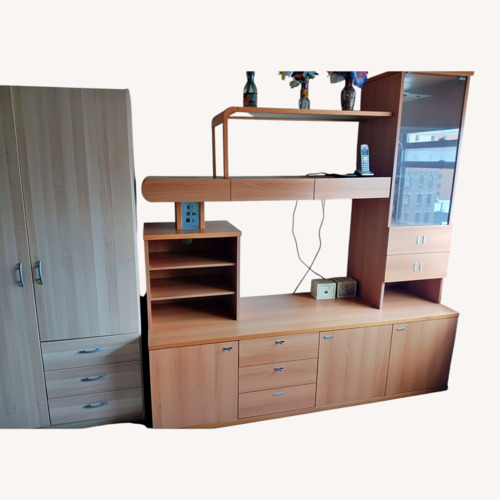 Used Light Brown Wood TV Cabinet for sale on AptDeco