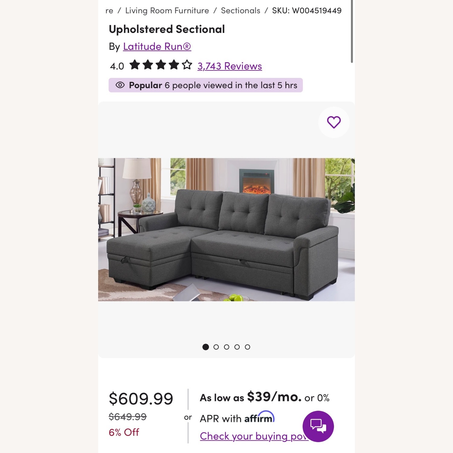 Wayfair Dark Gray Polyurethane Sleeper Sofa - image-1