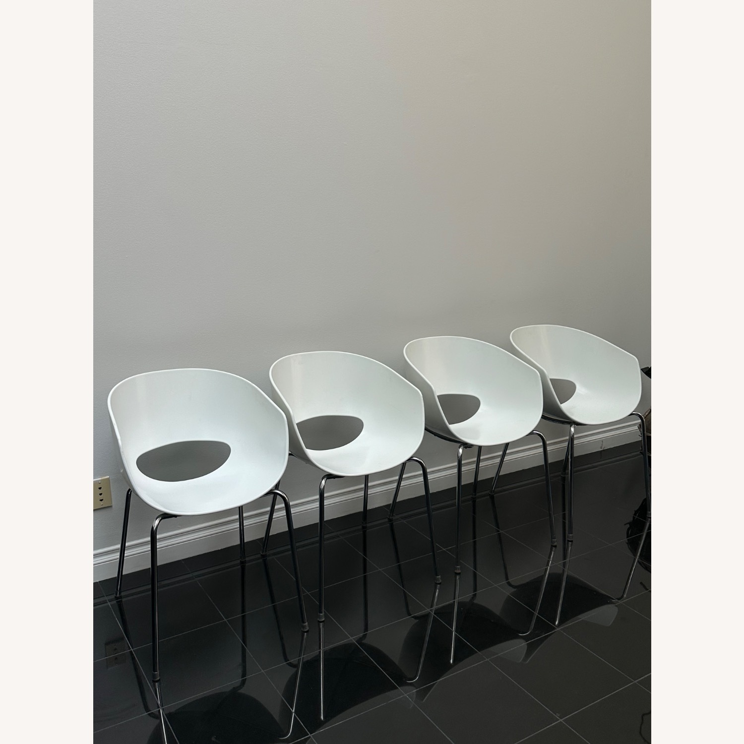 Vintage/Antique White Plastic Dining Chairs - image-1