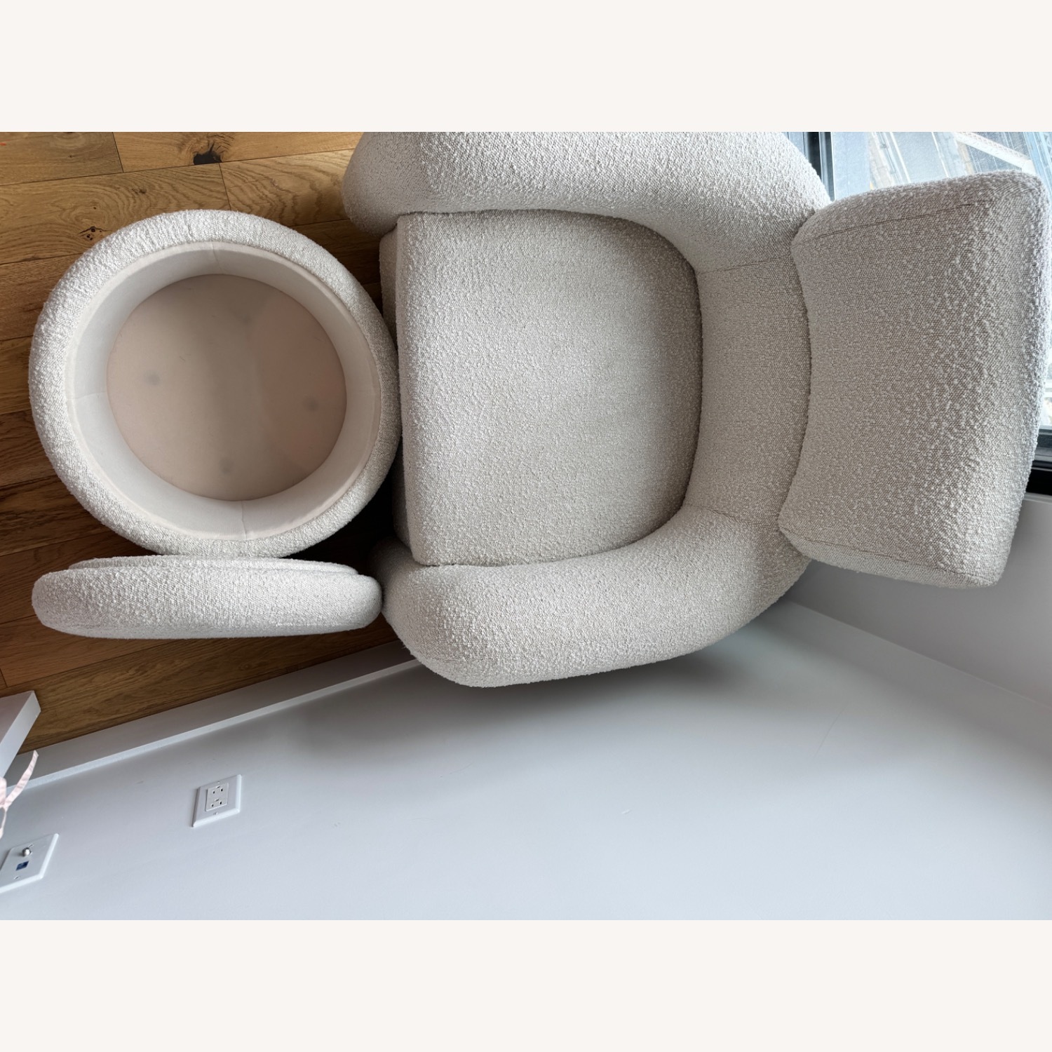 Crate & Barrel Cream Snoozer Boucle Nursery Glider and Ottoman - image-4