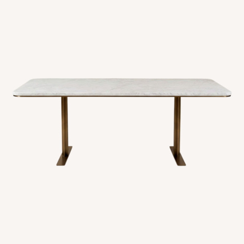 Used Arhaus Massa Marble and Brass Dining Room Table for sale on AptDeco