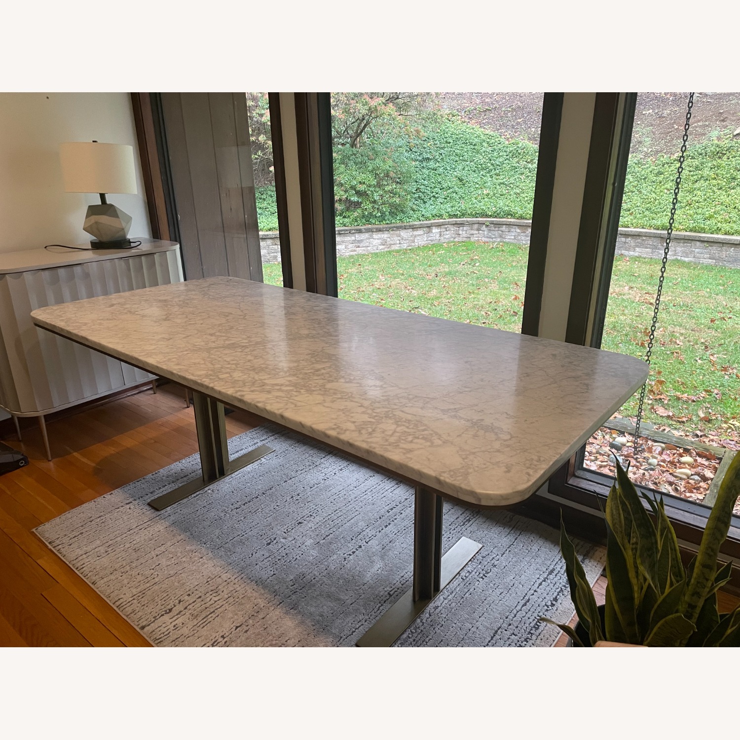 Arhaus Massa Marble and Brass Dining Room Table - image-3