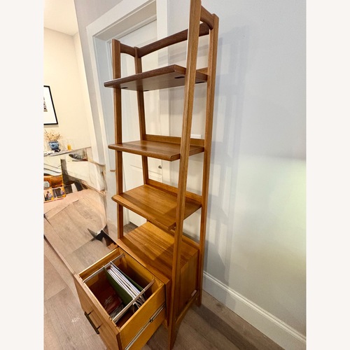 Used West Elm Mid Century Light Brown Wood Bookcase for sale on AptDeco