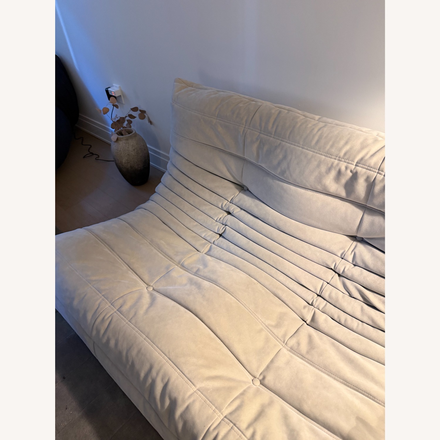 Ligne Roset Togo Light Gray Suede Loveseat - image-1