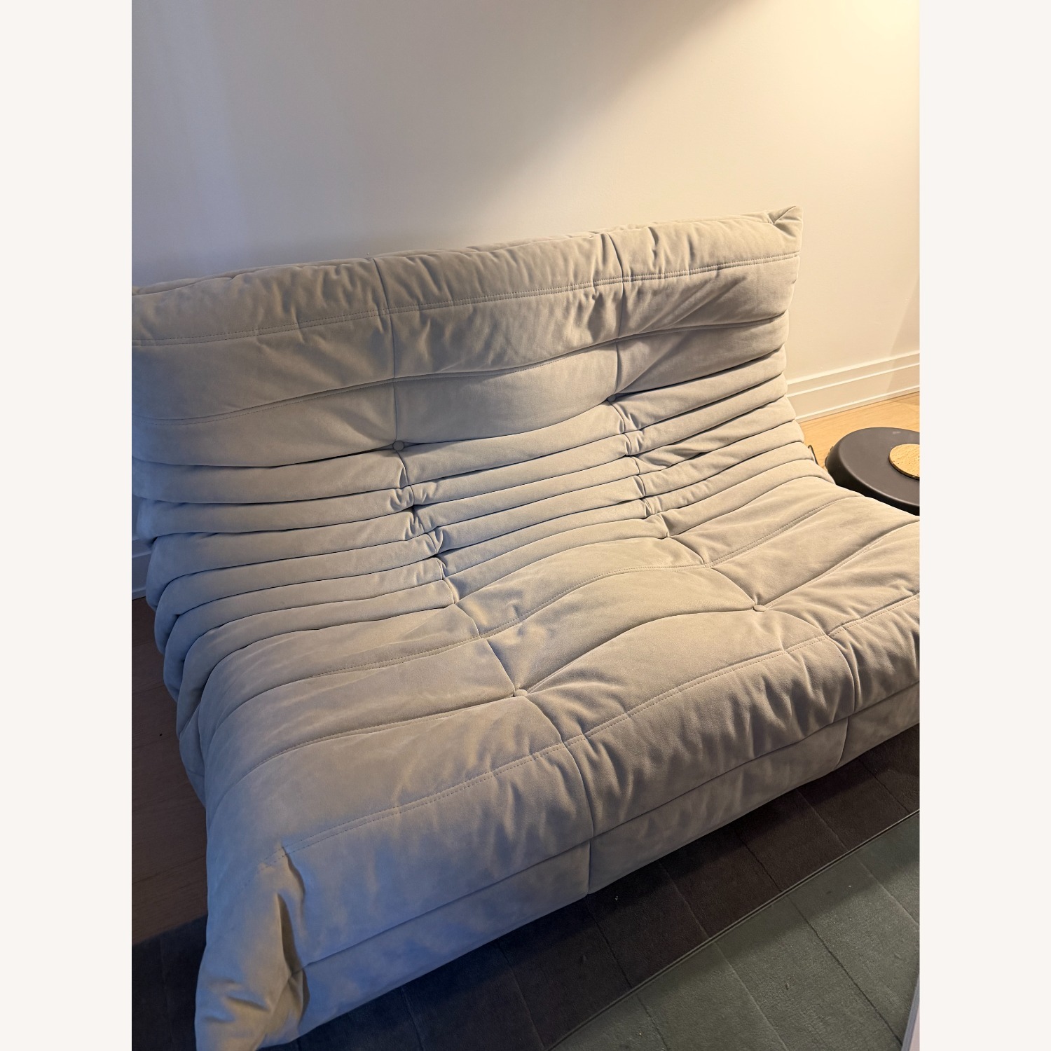 Ligne Roset Togo Light Gray Suede Loveseat - image-3