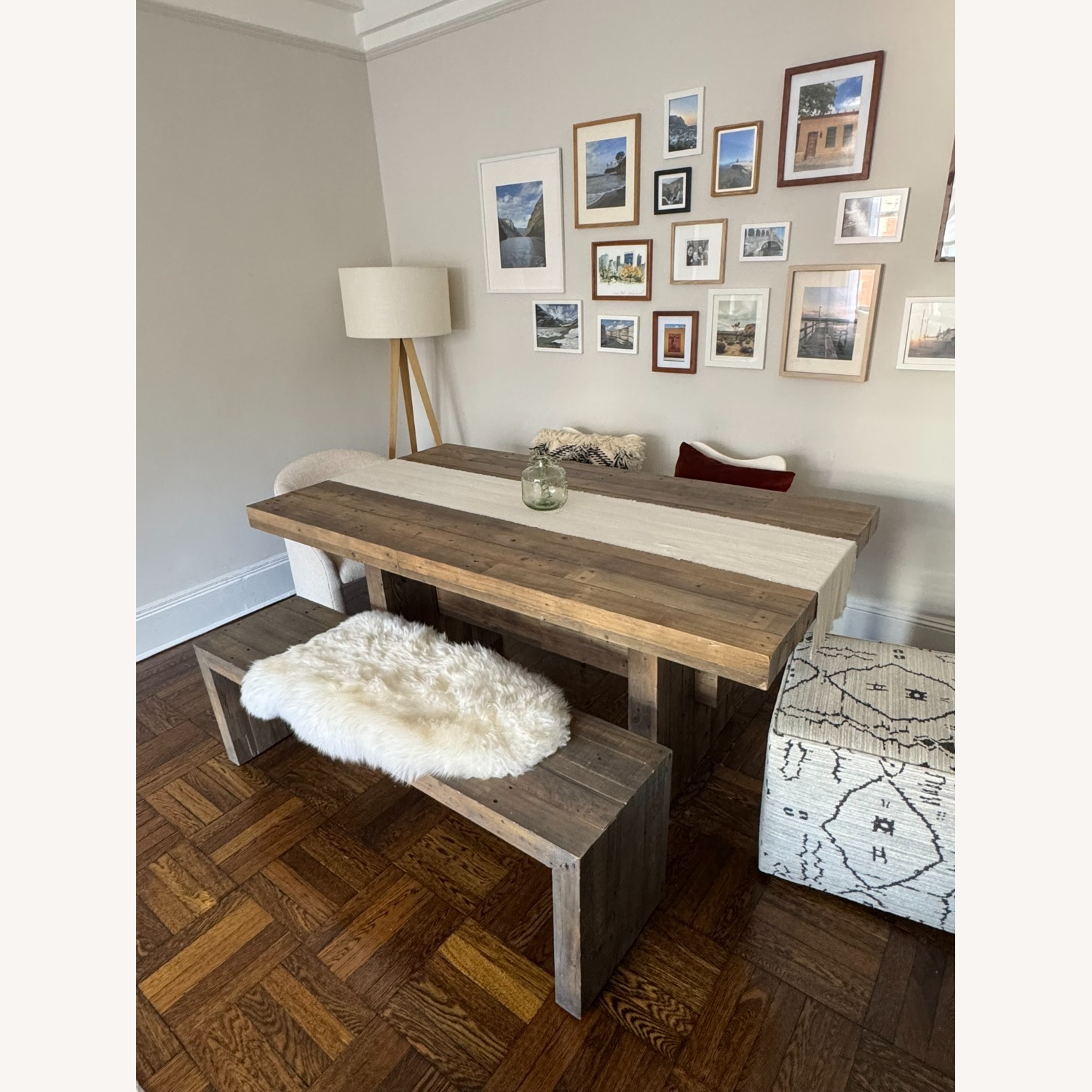 West Elm Solid Reclaimed Wood Dining Table & Bench - image-2