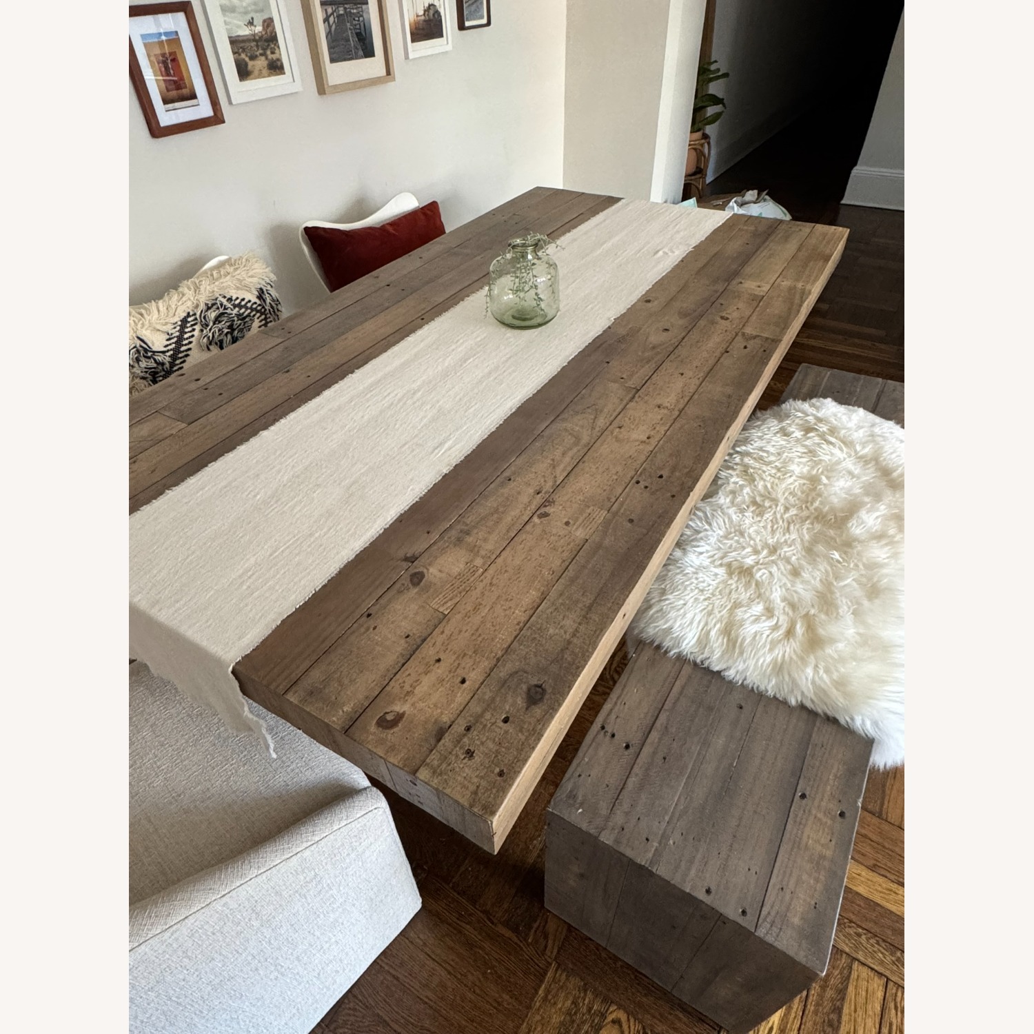 West Elm Solid Reclaimed Wood Dining Table & Bench - image-3