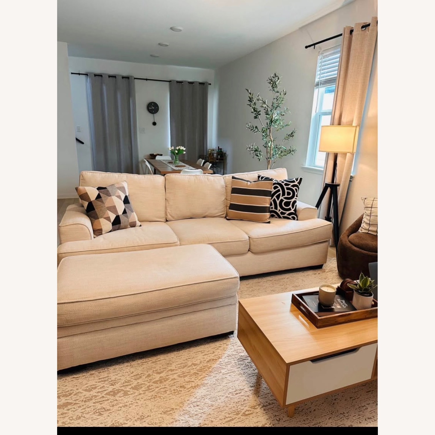 Rooms To Go Hutchinson Light Brown Fabric 3+ Seater Sofa - image-2