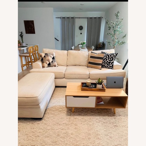 Used Rooms To Go Hutchinson Light Brown Fabric 3+ Seater Sofa for sale on AptDeco