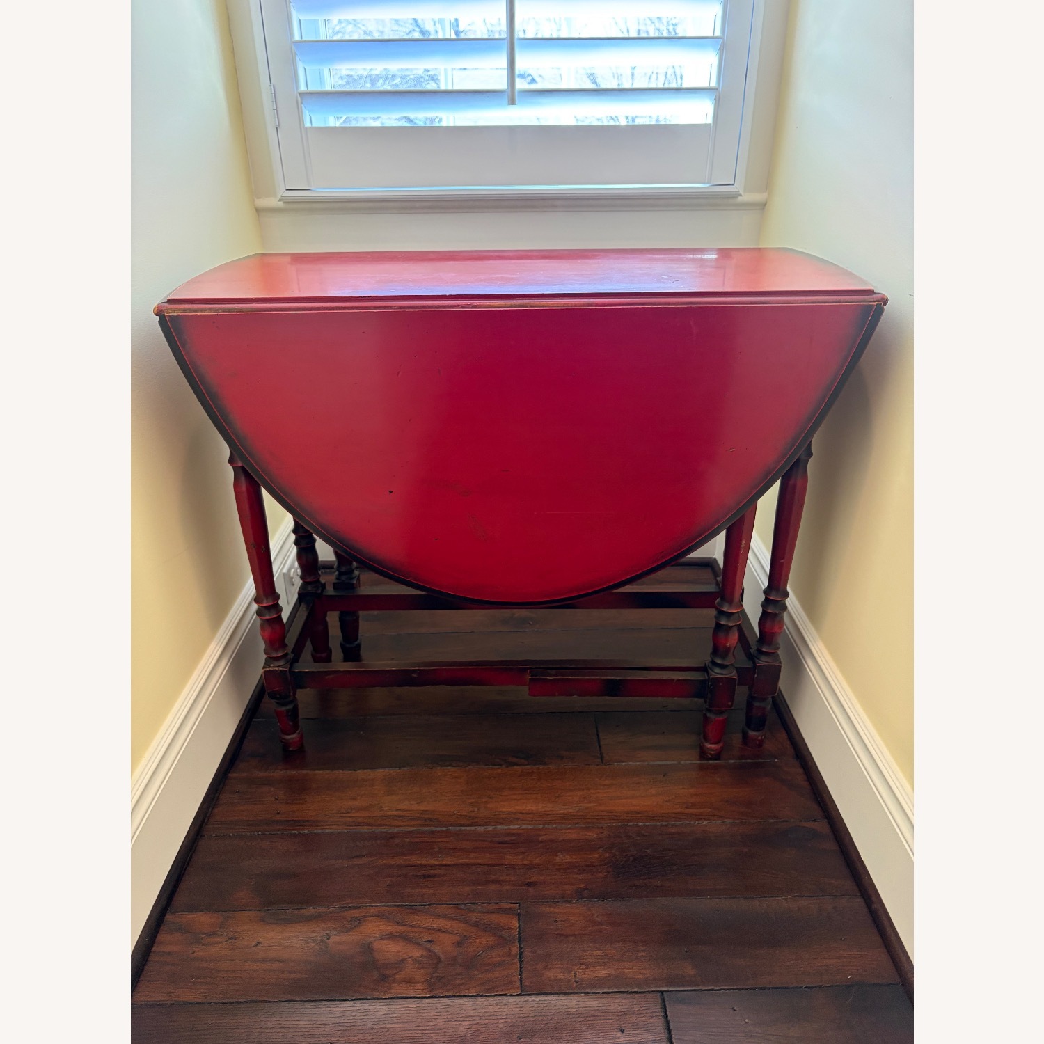 Antique Red Gateleg Drop-leaf Table - image-3