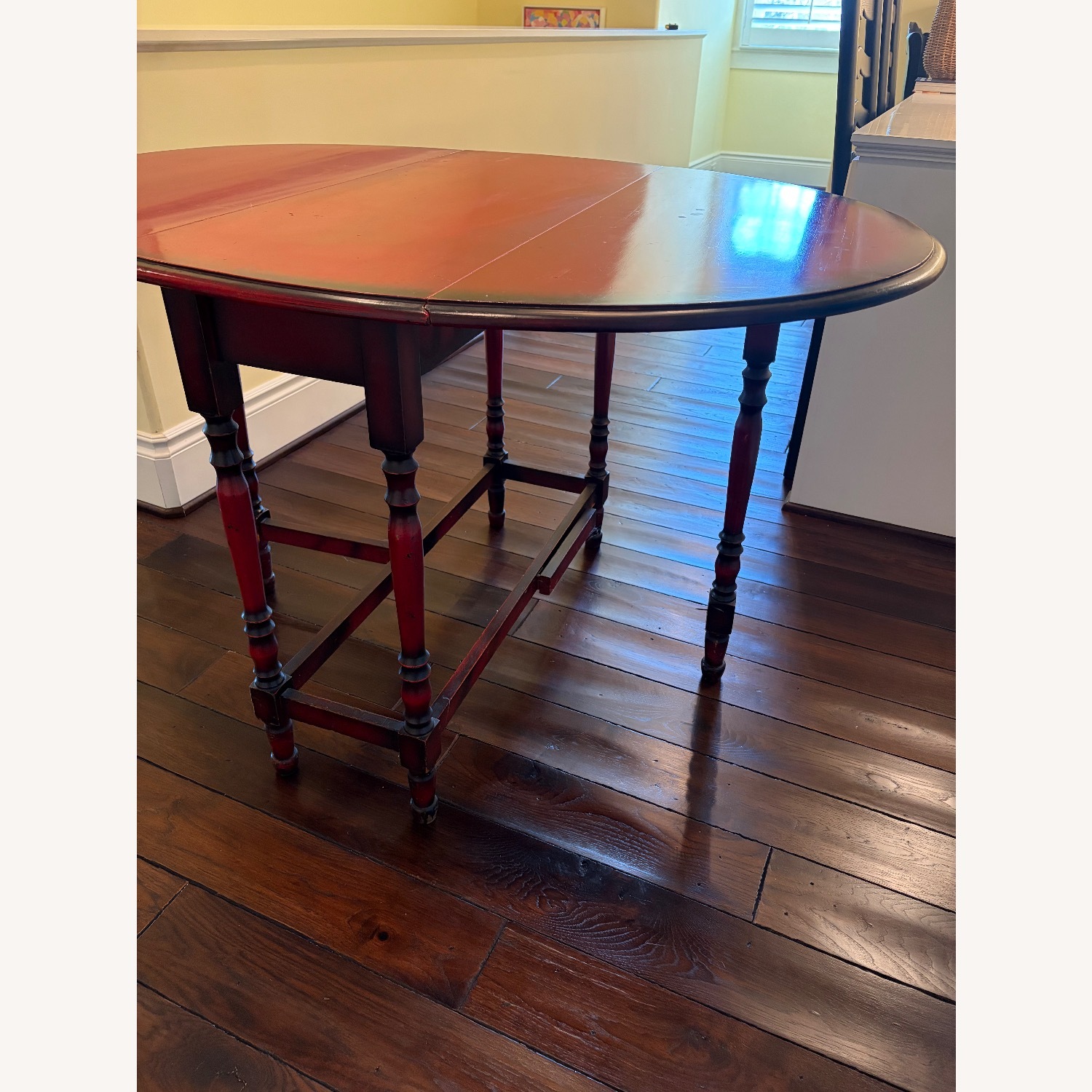 Antique Red Gateleg Drop-leaf Table - image-8