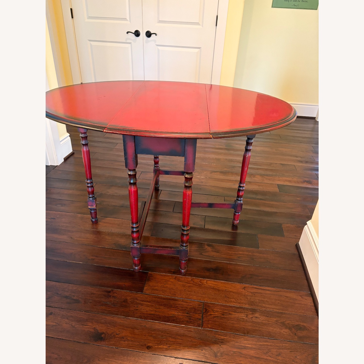 Antique Red Gateleg Drop-leaf Table - image-2