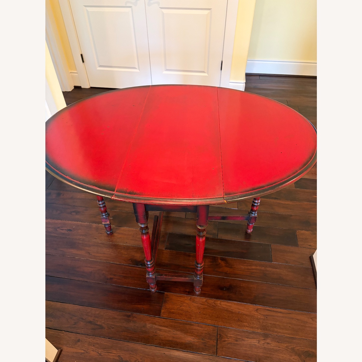 Antique Red Gateleg Drop-leaf Table - image-1