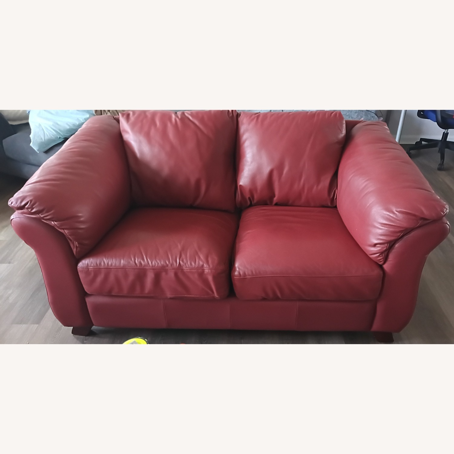 ItalModern Red Leather 2 Seater Sofa - image-3