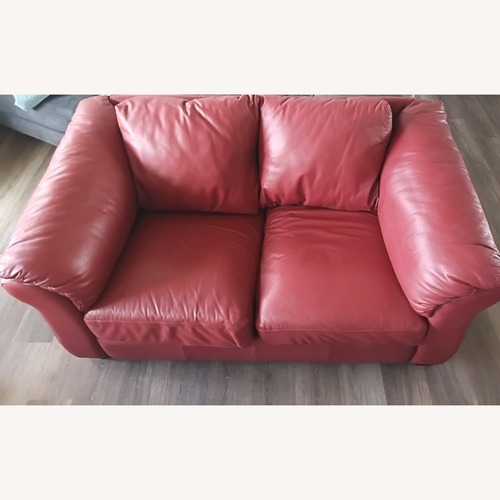 Used ItalModern Red Leather 2 Seater Sofa for sale on AptDeco
