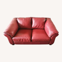 ItalModern Red Leather 2 Seater Sofa