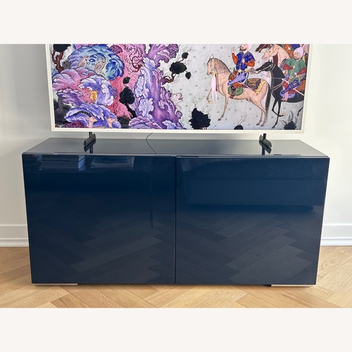 Used CB2 Fuel Blue Wood Sideboard for sale on AptDeco