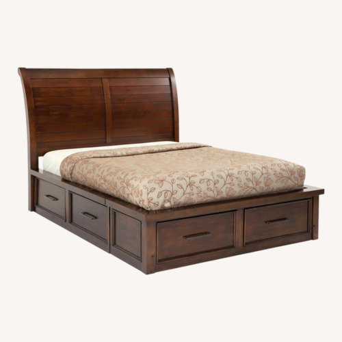 Used Bob's Discount Furniture Dark Brown Wood King Bed for sale on AptDeco