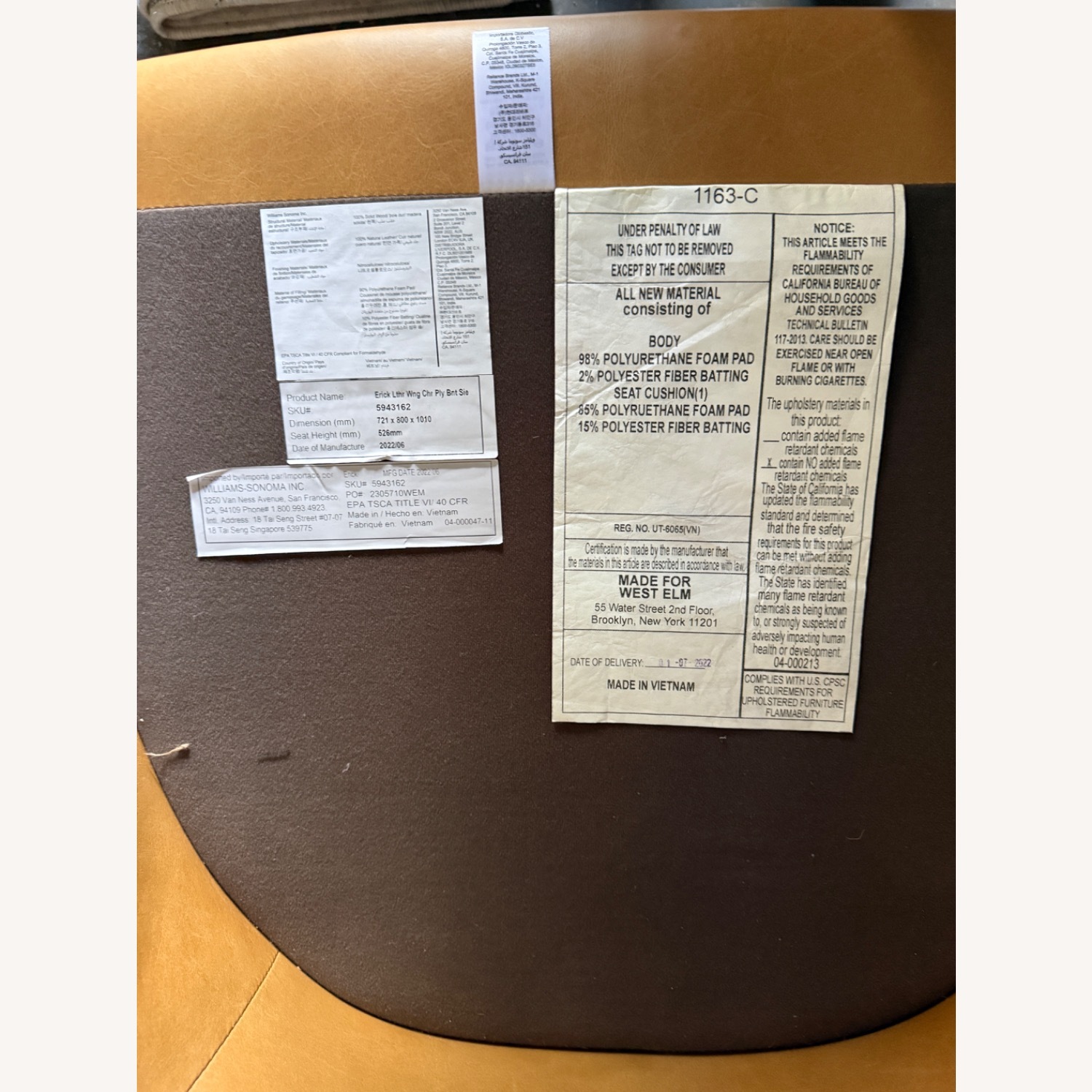 West Elm Natural Erik Leather Wing Chair - image-4