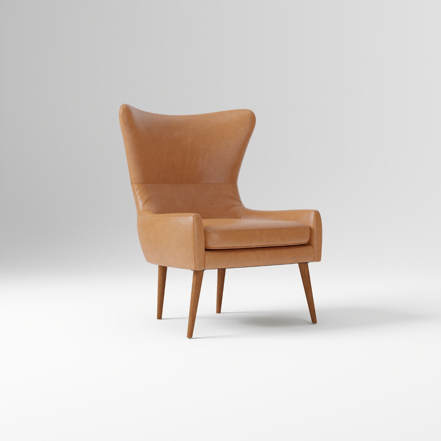 West Elm Natural Erik Leather Wing Chair - image-5