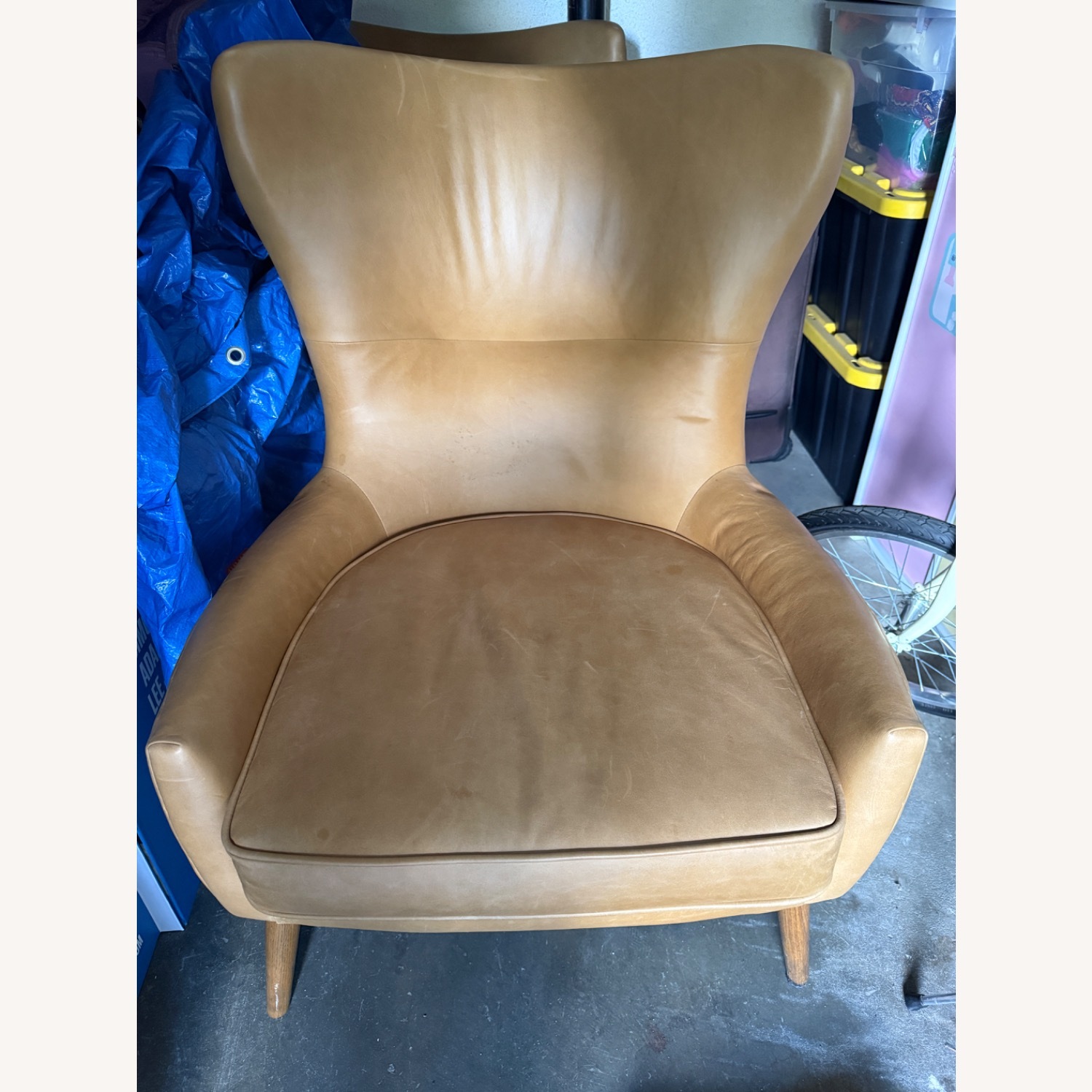 West Elm Natural Erik Leather Wing Chair - image-1