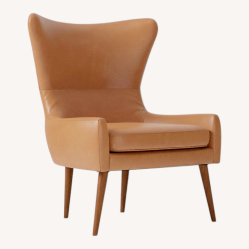 Used West Elm Natural Erik Leather Wing Chair for sale on AptDeco
