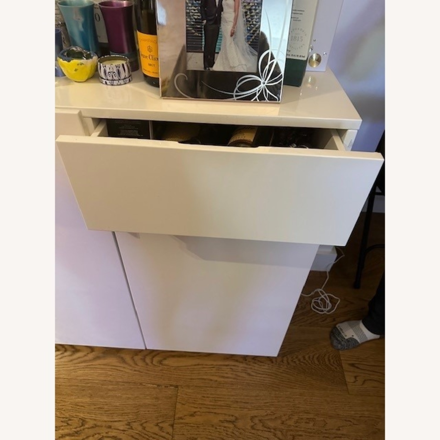 CB2 Swig White Lacquer Bar Storage - image-4