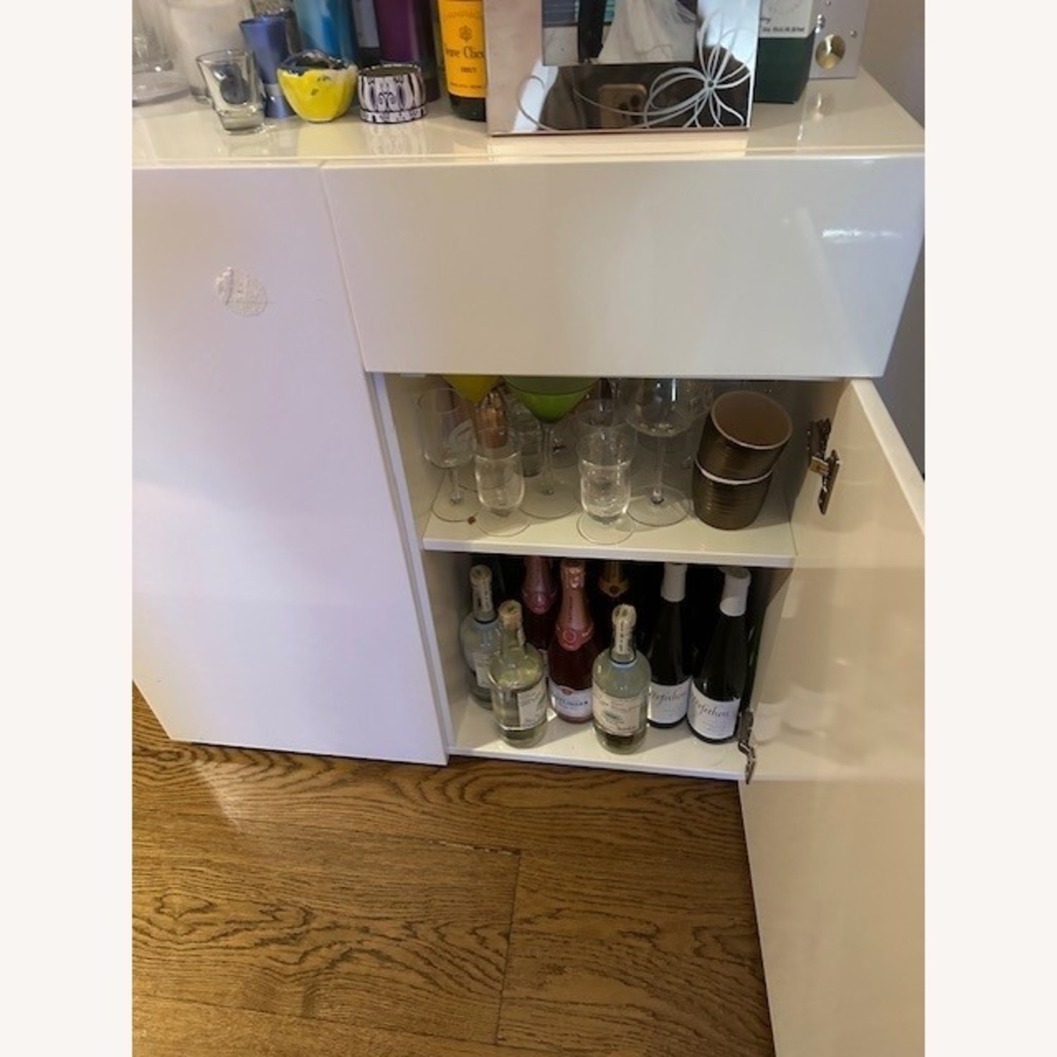 CB2 Swig White Lacquer Bar Storage - image-2