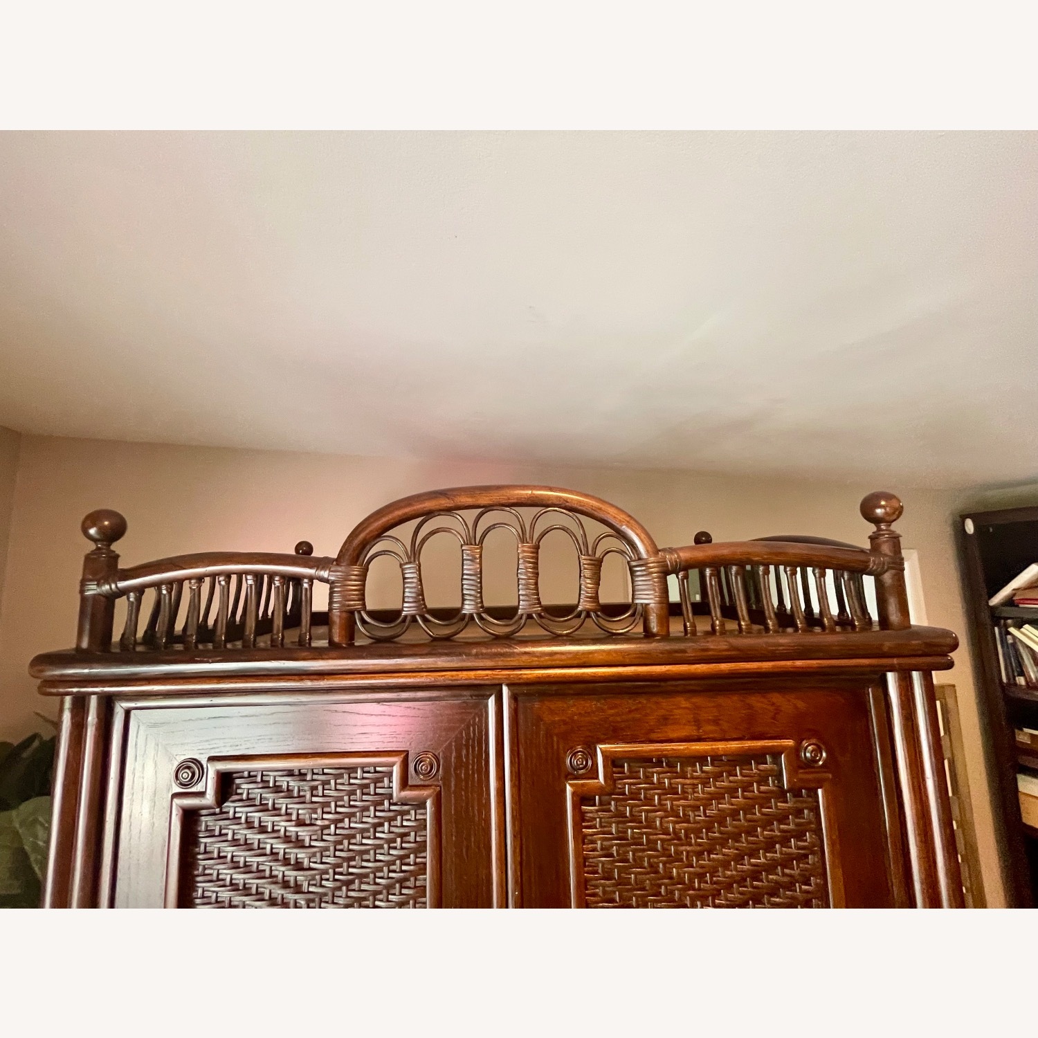 Rare Ficks Reed Rattan Armoire / TV / Bar Cabinet - image-7