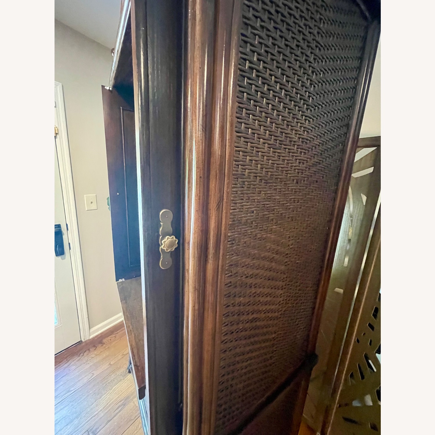 Rare Ficks Reed Rattan Armoire / TV / Bar Cabinet - image-12