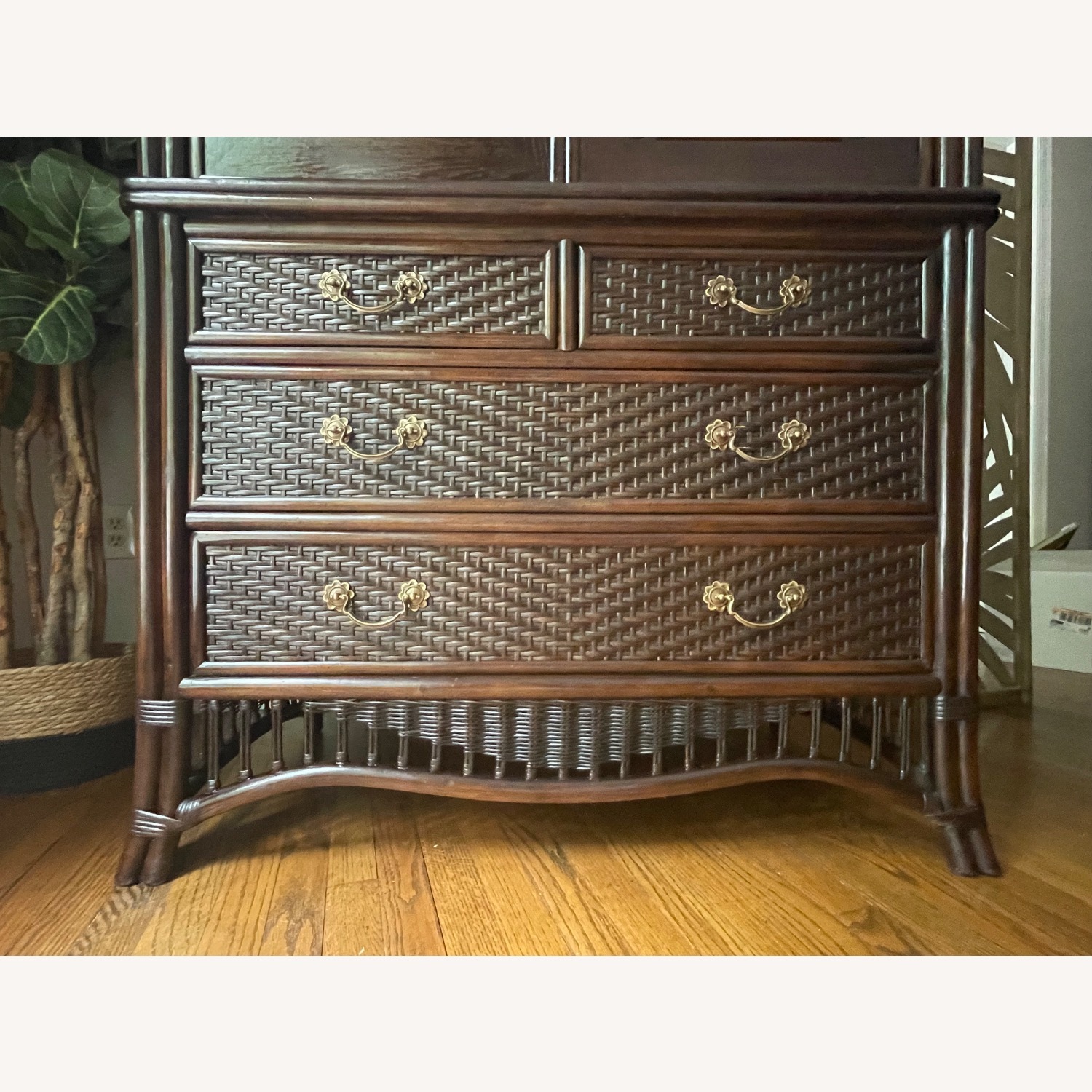 Rare Ficks Reed Rattan Armoire / TV / Bar Cabinet - image-9
